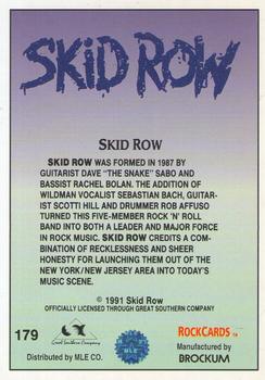 1991 Brockum Rock Cards #179 Skid Row Back