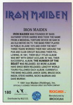 1991 Brockum Rock Cards #180 Iron Maiden Back