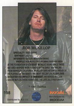 1991 Brockum Rock Cards #198 Rob McKillop Back