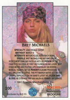 1991 Brockum Rock Cards #200 Bret Michaels Back