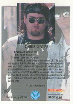 1991 Brockum Rock Cards #20 Chris Gates Back