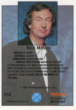 1991 Brockum Rock Cards #215 Nick Mason Back