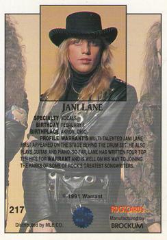 1991 Brockum Rock Cards #217 Jani Lane Back
