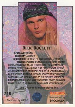 1991 Brockum Rock Cards #218 Rikki Rockett Back