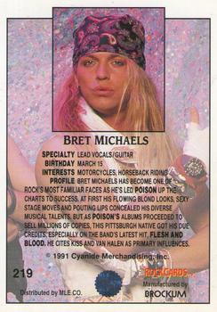 1991 Brockum Rock Cards #219 Bret Michaels Back
