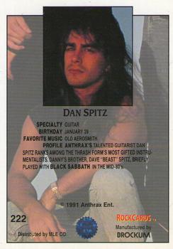 1991 Brockum Rock Cards #222 Dan Spitz Back