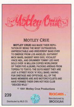 1991 Brockum Rock Cards #239 Motley Crue Back