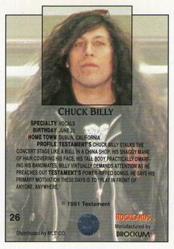 1991 Brockum Rock Cards #26 Chuck Billy Back