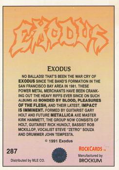 1991 Brockum Rock Cards #287 Exodus Back