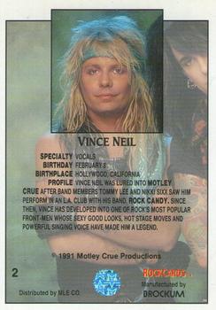 1991 Brockum Rock Cards #2 Vince Neil Back