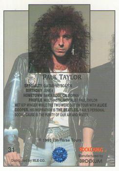 1991 Brockum Rock Cards #31 Paul Taylor Back