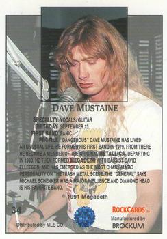 1991 Brockum Rock Cards #34 Dave Mustaine Back