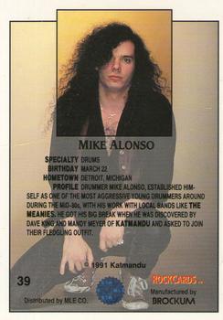 1991 Brockum Rock Cards #39 Mike Alonso Back