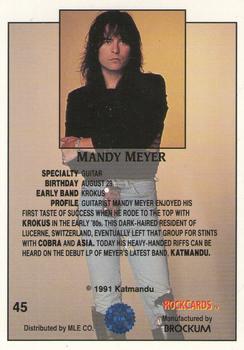 1991 Brockum Rock Cards #45 Mandy Meyer Back