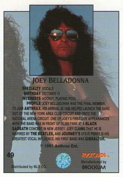 1991 Brockum Rock Cards #49 Joey Belladonna Back