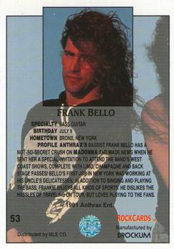 1991 Brockum Rock Cards #53 Frank Bello Back