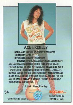 1991 Brockum Rock Cards #54 Ace Frehley Back