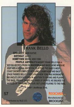 1991 Brockum Rock Cards #57 Frank Bello Back
