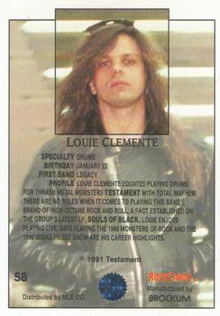 1991 Brockum Rock Cards #58 Louie Clemente Back