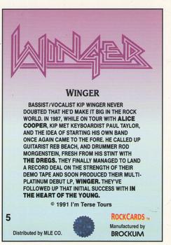 1991 Brockum Rock Cards #5 Winger Back