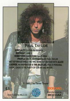 1991 Brockum Rock Cards #61 Paul Taylor Back