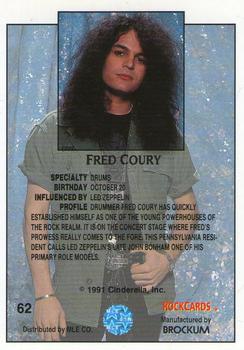 1991 Brockum Rock Cards #62 Fred Coury Back