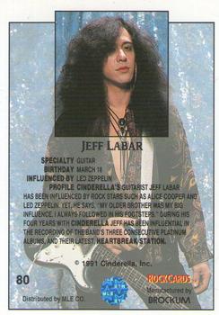 1991 Brockum Rock Cards #80 Jeff Labar Back