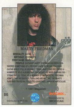 1991 Brockum Rock Cards #86 Marty Friedman Back