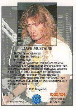 1991 Brockum Rock Cards #93 Dave Mustaine Back