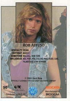 1991 Brockum Rock Cards #96 Rob Affuso Back