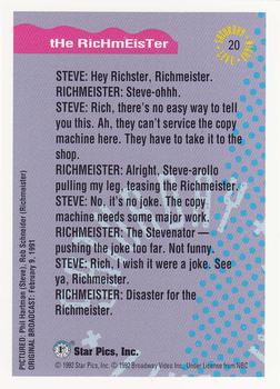 1992 Star Pics Saturday Night Live #20 The Richmeister Back