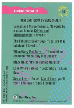 1992 Star Pics Saturday Night Live #99 Gene Shalit Back