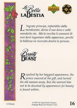 1992 Upper Deck Beauty and the Beast (English/Italian) #16 Repulsed by her haggard appearance, the prince... Back