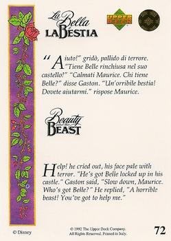 1992 Upper Deck Beauty and the Beast (English/Italian) #72 Help! he cried out, his face pale with terror... Back