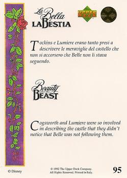 1992 Upper Deck Beauty and the Beast (English/Italian) #95 Cogsworth and Lumiere were so involved in... Back