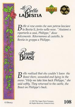 1992 Upper Deck Beauty and the Beast (English/Italian) #108 Belle realized that she couldn't leave the... Back