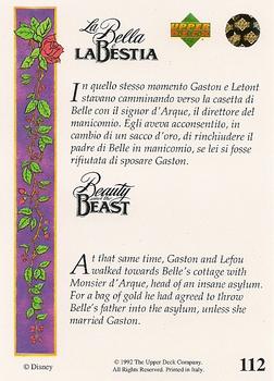 1992 Upper Deck Beauty and the Beast (English/Italian) #112 At that same time, Gaston and Lefou walked... Back