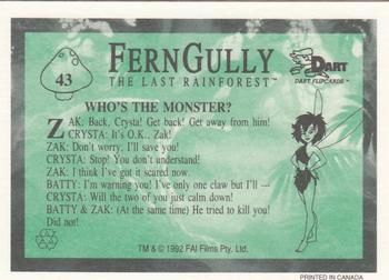 1992 Dart FernGully: The Last Rainforest #43 Who's the Monster? Back