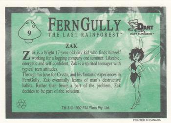 1992 Dart FernGully: The Last Rainforest #9 Zak Back