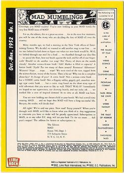 1992 Lime Rock Mad Magazine #1 October-November 1952 Back