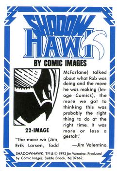 1992 Comic Images Shadow Hawk #22 Image Back