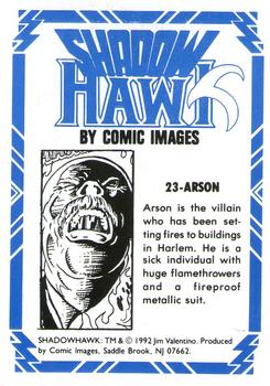 1992 Comic Images Shadow Hawk #23 Arson Back