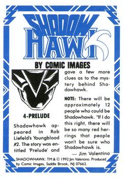 1992 Comic Images Shadow Hawk #4 Prelude Back