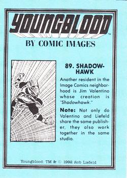 1992 Comic Images Youngblood #89 Shadowhawk Back