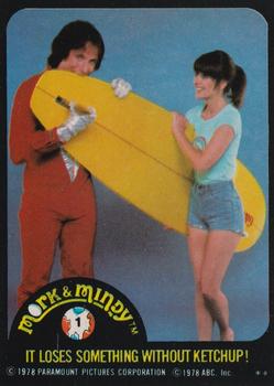 1978 Topps Mork & Mindy - Stickers #1 It Loses Something without Ketchup! Front