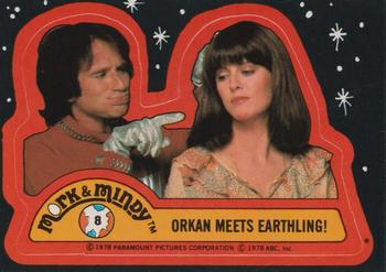 1978 Topps Mork & Mindy - Stickers #8 Orkan Meets Earthling! Front