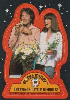 1978 Topps Mork & Mindy - Stickers #10 Greetings, Little Nimnuls! Front