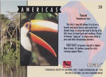 1993 Cardz The World Famous San Diego Zoo Animals of the Wild #50 Toucan Back