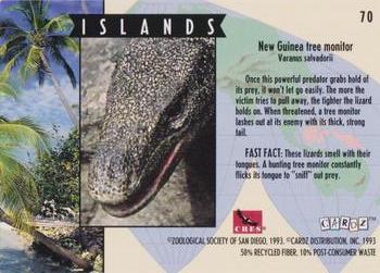 1993 Cardz The World Famous San Diego Zoo Animals of the Wild #70 New Guinea tree monitor Back