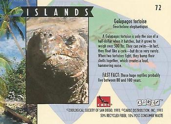 1993 Cardz The World Famous San Diego Zoo Animals of the Wild #72 Galapagos tortoise Back